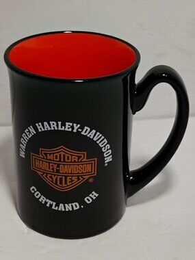 Harley Davidson Ceramic Coffee Mug 5" OHIO Black Orange NEW